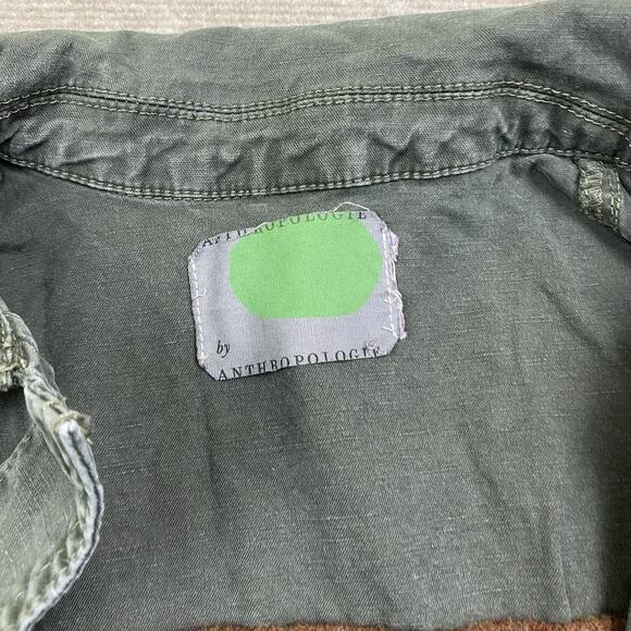 Anthropologie Arley Sweater Back Anorak Green Khaki Army Boho Jacket Size Medium - Picture 4 of 10